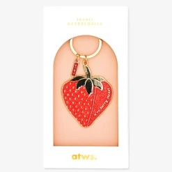 Porte-clés fraise en émail rouge