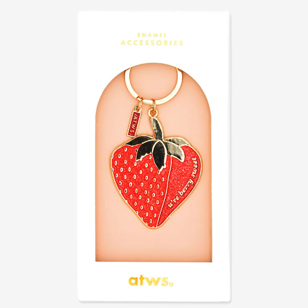 Porte-clés fraise en émail rouge