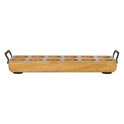 Porte-œufs 12 socles en manguier 30x11cm - Campagne