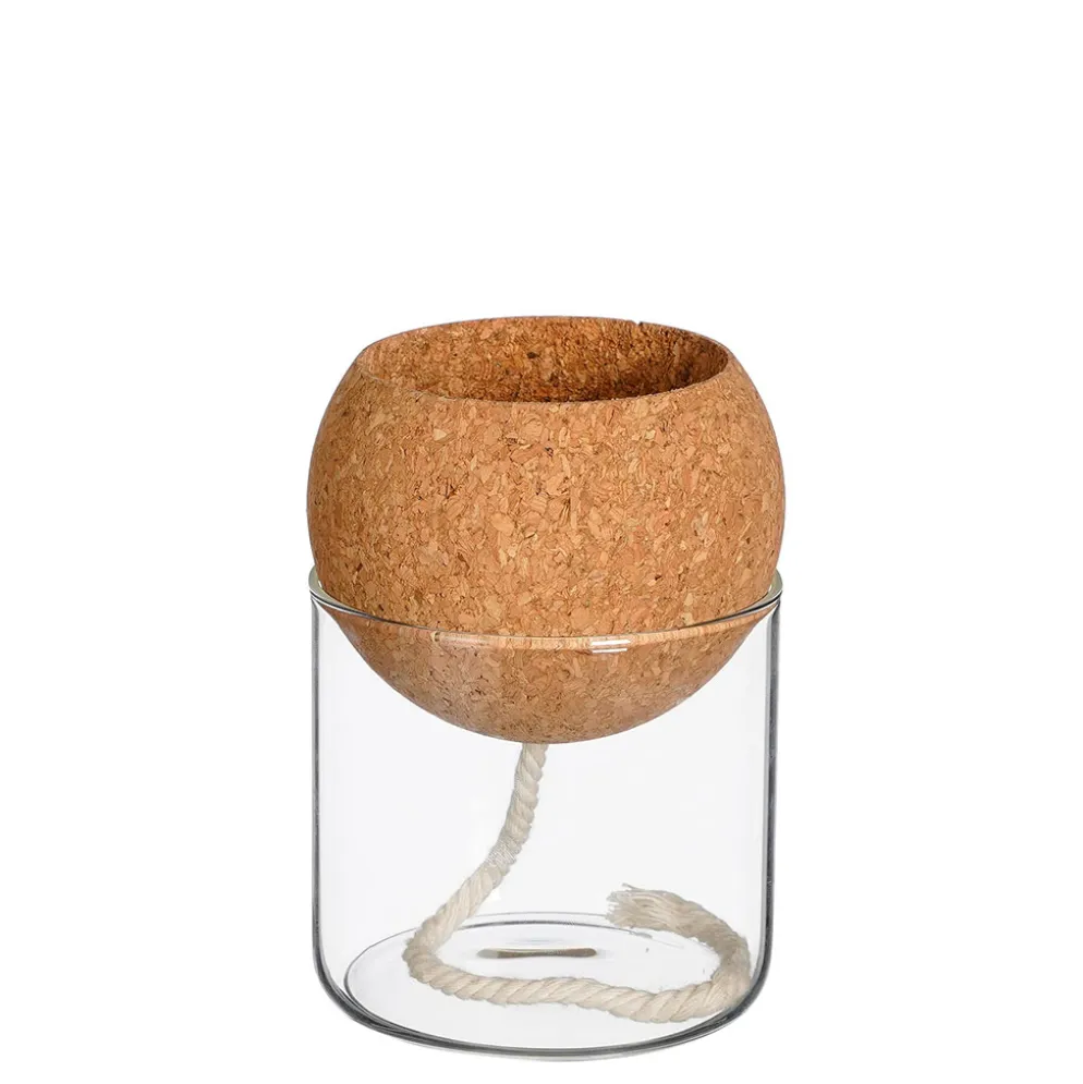 Pot auto arrosant en verre transparent d10xh14cm