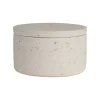 Pot avec couvercle en ciment écru moucheté h6.5cm - Organic