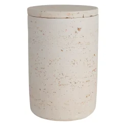 Pot avec couvercle en ciment écru moucheté h16.5cm - Organic
