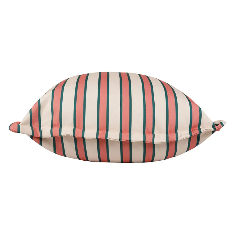 Pouf d'extérieur en tissu rayé rose et émeraude 80x80cm - Sola