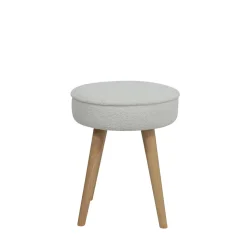 Pouf en tissu bouclette ecru - Popy
