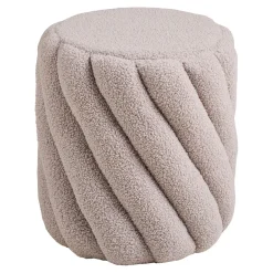 Pouf en tissu bouclette gris - Salina