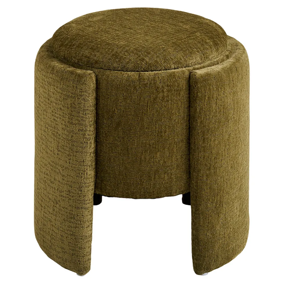 Pouf en tissu chenille vert - Waldo