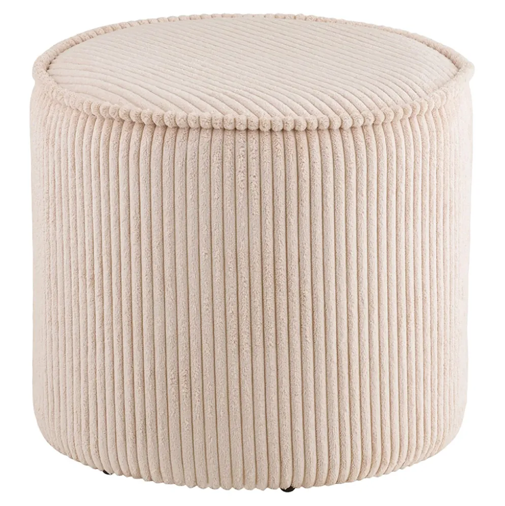 Pouf en tissu côtelé beige - Will
