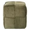 Pouf en tissu côtelé tressé vert - Scarlett