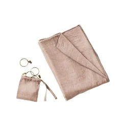 Rideau ajustable en lyocell terracotta avec 8 anneaux pince 140x270cm - Lysandre