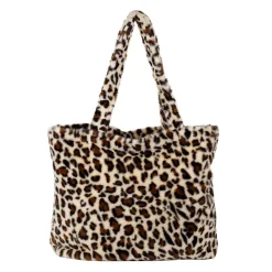 Sac en fausse fourrure léopard écru et brun - Félien