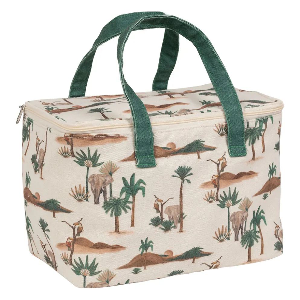 Sac isotherme en coton brun et vert - Somptua