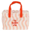 Sac isotherme en coton rayé corail et rouge - Solencia