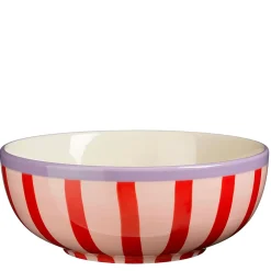 Saladier en céramique rayé rose et rouge d24cm - Mag