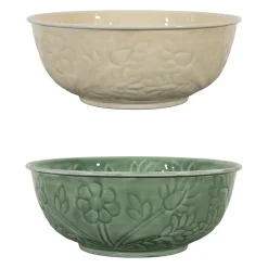 Saladier en fer (x2) ivoire et sauge d25cm - Floraly