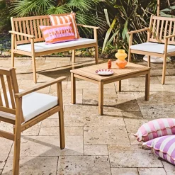 Salon de jardin 4 places en bois clair - Roma