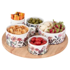 Service aperitif 6 pièces en porcelaine - Flor