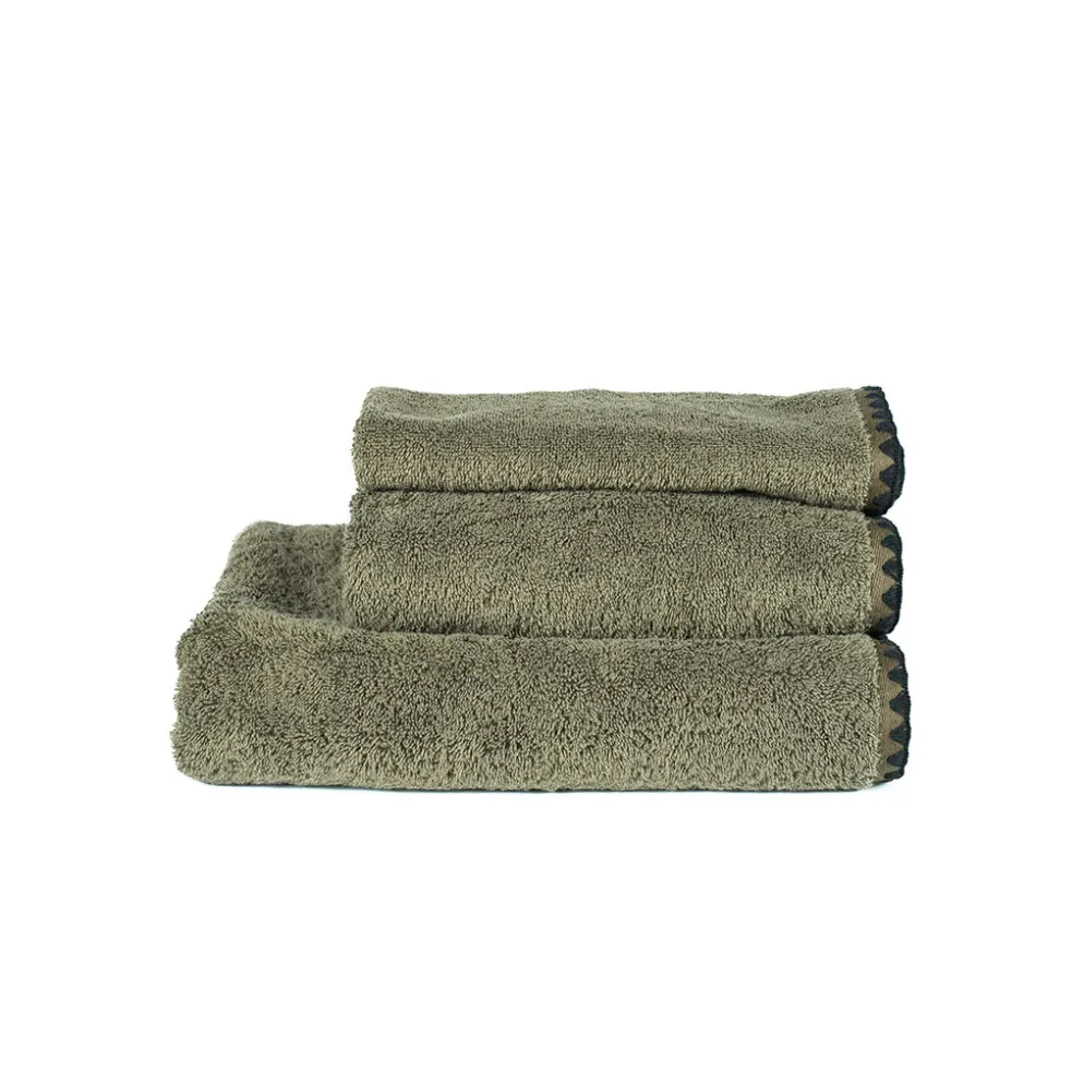Serviette de bain en coton kaki 50x100cm - Issey