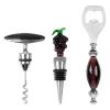 Set 3 accessoires pour le vin en verre et inox - Raisin