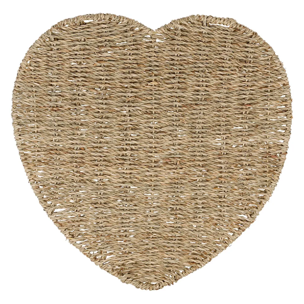 Set de table coeur en jonc de mer naturel 37x38cm - Borneo