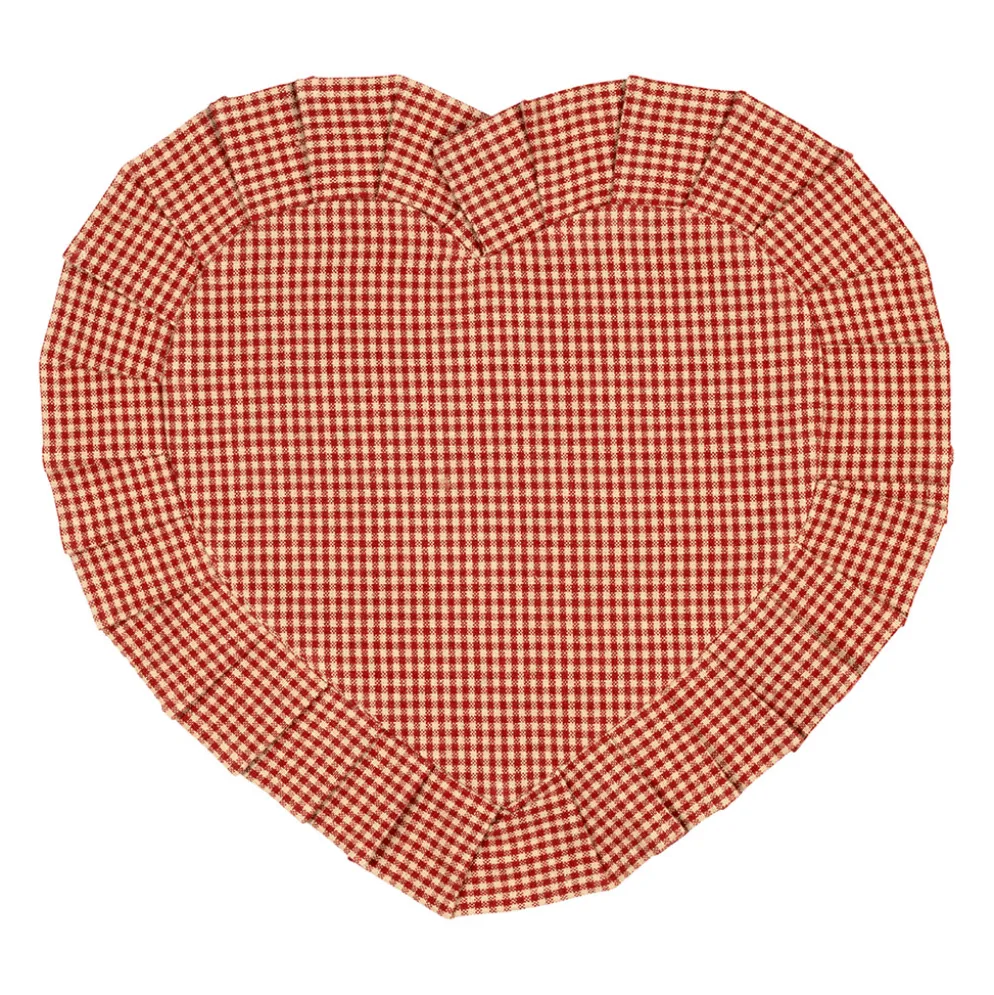 Set de table cœur en coton rouge 35x30cm - Campagne