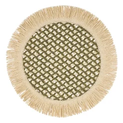 Set de table rond kaki et naturel d38cm - Franja