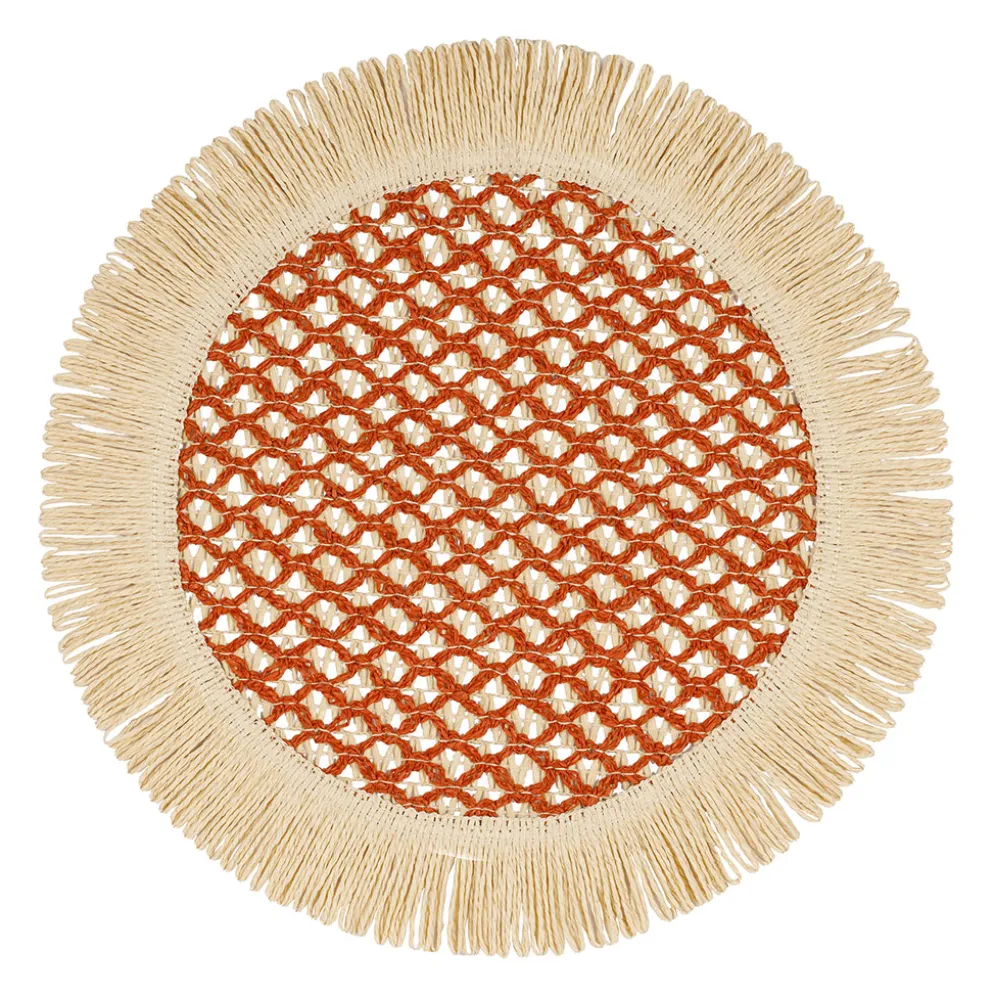 Set de table rond terracotta et naturel d38cm - Franja