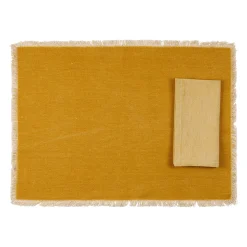 Sets de table et serviettes (x4) en coton moutarde - Nemesia