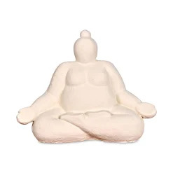 Statue Femme Méditation en Ciment écru H16cm