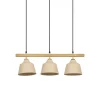 Suspension 3 lumières hauteur réglable en fer sable et manguier h120cm E27 - Ferese