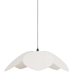 Suspension tulipe en fer et tissu bouclette écru d110cm E27