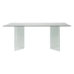 Table à manger en verre trempé 180x90cm - Adela