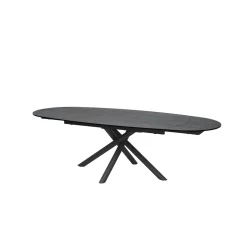 Table à manger extensible en céramique bronze et métal noir 180(+77)x110cm - Vigo