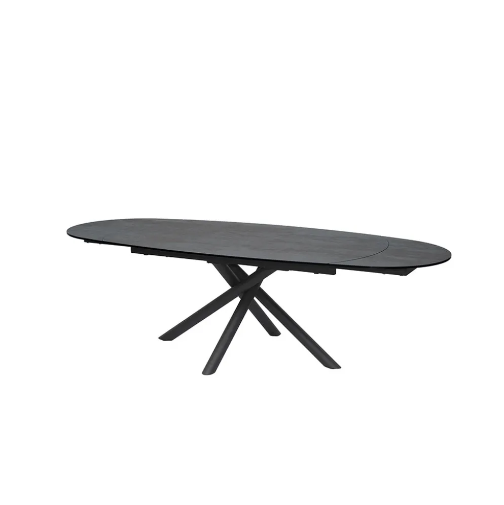 Table à manger extensible en céramique bronze et métal noir 180(+77)x110cm - Vigo