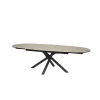 Table à manger extensible en céramique effet bois et métal noir 180(+77)x110cm - Vigo