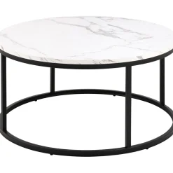 Table basse ronde effet marbre blanc d80cm - Spiro
