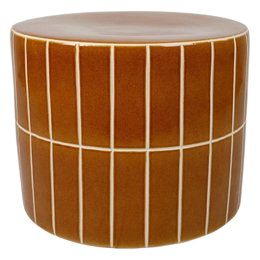 Table basse ronde en grès moutarde d42cm - Karoz