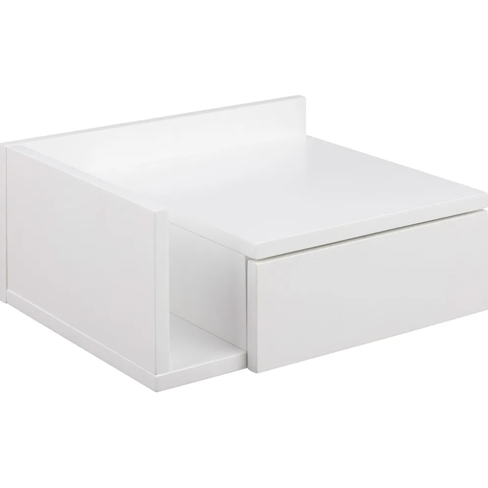 Table de chevet mural en bois blanc 1 tiroir 40x32cm - Ashlan