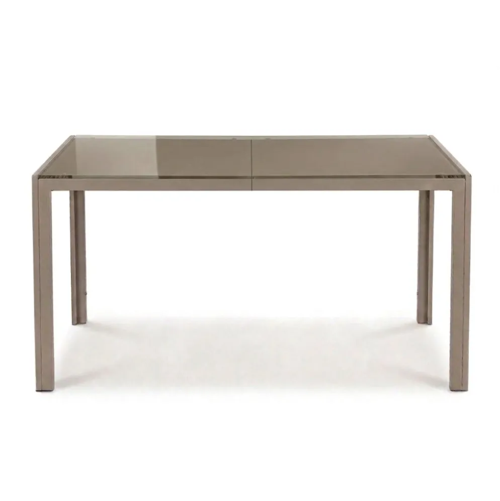 Table de jardin en verre et métal beige 150x80cm - Majorque