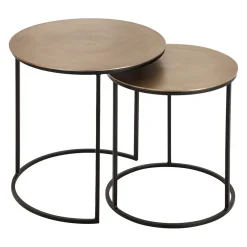 Tables d'appoint gigogne (x2) en fer doré - Felia