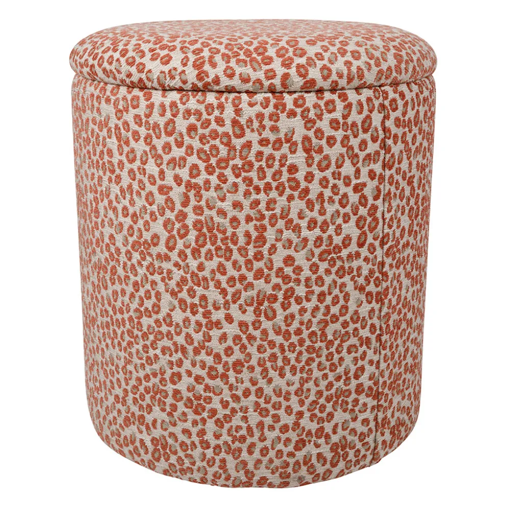 Tabouret coffre en tissu guépard terracotta - Jungle Pop