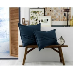 Taie d'oreiller en flanelle de coton bleu nuit 63x63cm - Candice