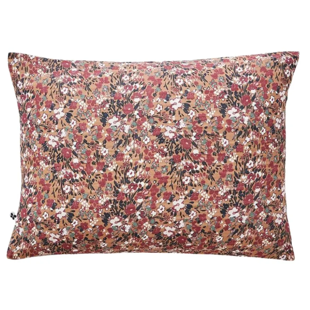 Taie d'oreiller en gaze de coton imprimée camel 50x70cm - Capucine