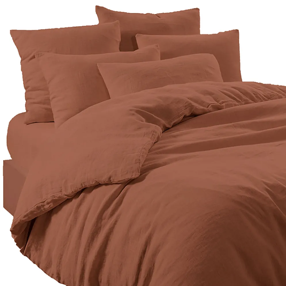 Taie d'oreiller en lin et coton mocaccino 65x65cm - Limy