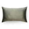 Taie d'oreiller en soie vert sauge 76x51cm