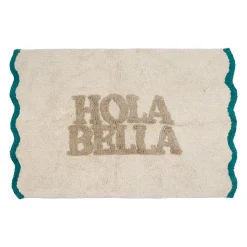 Tapis en coton beige et émeraude 90x60cm - Nomadea