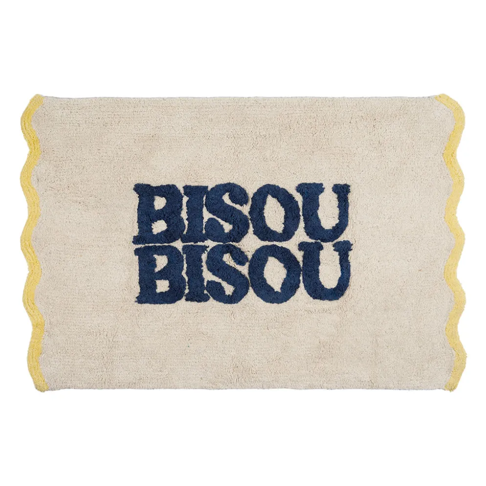Tapis en coton bleu et jaune 90x60cm - Nomadea
