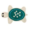 Tapis tortue en coton tufté écru et bleu 92x65cm