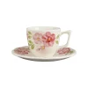 Tasse à café et sous-tasse en faïence rose 10cl - Blandine