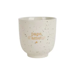 Tasse à café "papa d'amour" en grès moucheté blanc et doré 15cl - Bonheur étoilé