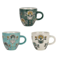 Tasse à café x3 en grès turquoise et émeraude 8cl - Vencia